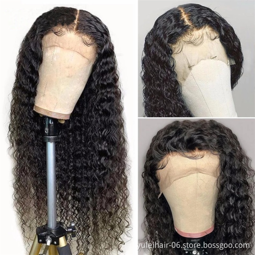100% Brazilian human hair wig HD transparent Swiss lace front wig,curly cuticle aligned lace front wig,360 lace frontal wig